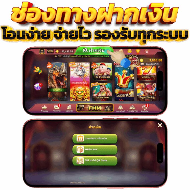 หน้าจอแอป FHM99 แสดงช่องทางฝากเงินหลายแบบ